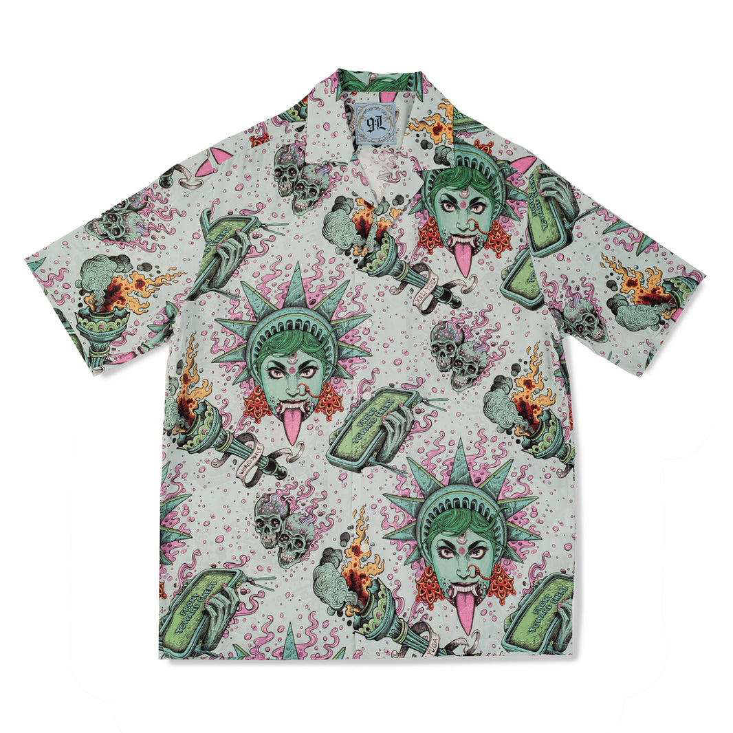 Kalifornia Über Alles Camp Collar Shirt in Rayon (Short Sleeve) - Lucille Balle