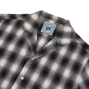 Showa Spring "Flannel" Camp Collar in Japanese Weave - Black/White